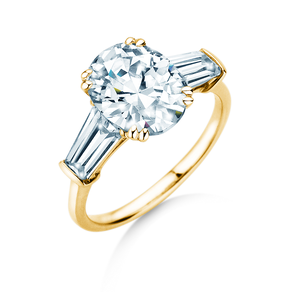 Verlovingsring Oval Tapered Baguette in 9K geelgoud met Lab-grown diamanten 0,41ct E/VS