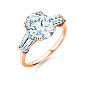 Verlovingsring Oval Tapered Baguette in 9K roségoud met Lab-grown diamanten 0,70ct E/VS