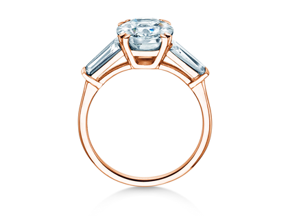 Verlovingsring Oval Tapered Baguette in 9K roségoud met Lab-grown diamanten 0,70ct E/VS