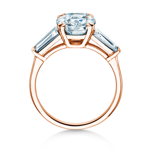 Verlovingsring Oval Tapered Baguette in 9K roségoud met Lab-grown diamanten 0,70ct E/VS
