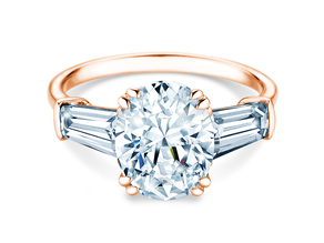 Verlovingsring Oval Tapered Baguette in 9K roségoud met Lab-grown diamanten 0,70ct E/VS