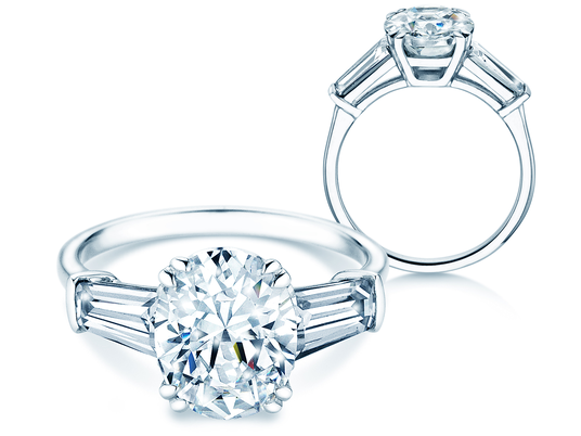 Verlovingsring Oval Tapered Baguette in 14K witgoud met diamanten 0,41ct G/SI