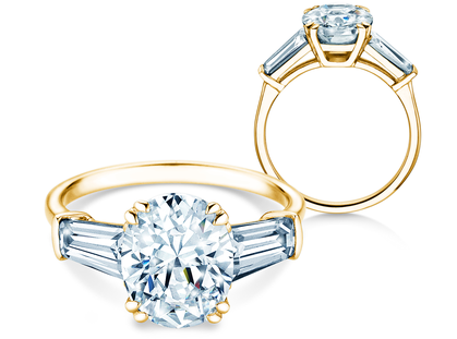 Verlovingsring Oval Tapered Baguette in 14K geelgoud met diamanten 0,70ct G/SI
