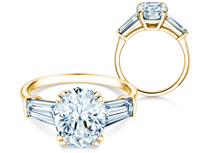 Verlovingsring Oval Tapered Baguette in 14K geelgoud met diamanten 1,50ct G/SI