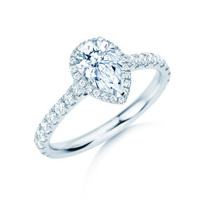 Verlovingsring Pear Halo Pavé in 9K witgoud met Lab-grown diamanten 0,58ct E/VS