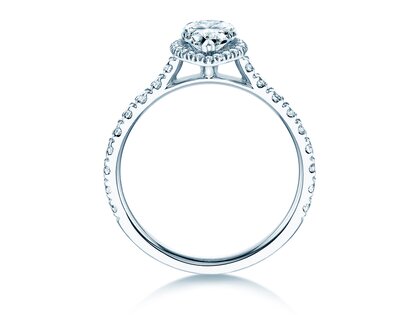 Verlovingsring Pear Halo Pavé in 9K witgoud met Lab-grown diamanten 0,58ct E/VS
