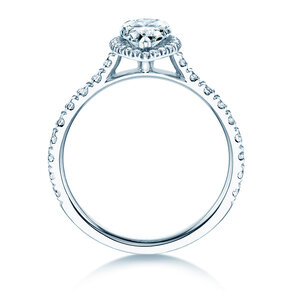 Verlovingsring Pear Halo Pavé in 9K witgoud met Lab-grown diamanten 0,58ct E/VS