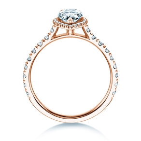 Verlovingsring Pear Halo Pavé in 9K roségoud met diamanten 1,46ct G/SI