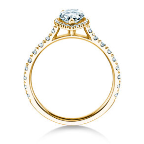 Verlovingsring Pear Halo Pavé in 9K geelgoud met Lab-grown diamanten 0,58ct E/VS
