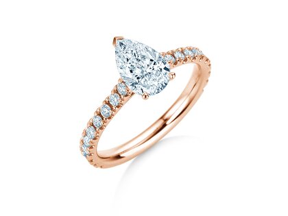 Verlovingsring Pear Pavé in 9K roségoud met diamanten 0,81ct G/SI