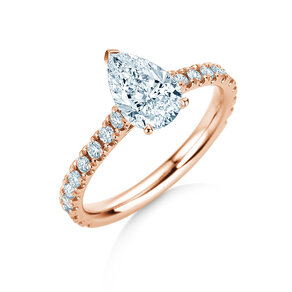 Verlovingsring Pear Pavé in 9K roségoud met diamanten 0,81ct G/SI