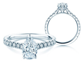 Verlovingsring Pear Pavé in 9K witgoud met diamanten 0,81ct G/SI