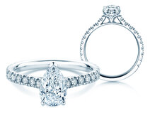 Verlovingsring Pear Pavé in platina 950/- met diamanten 0,56ct G/SI