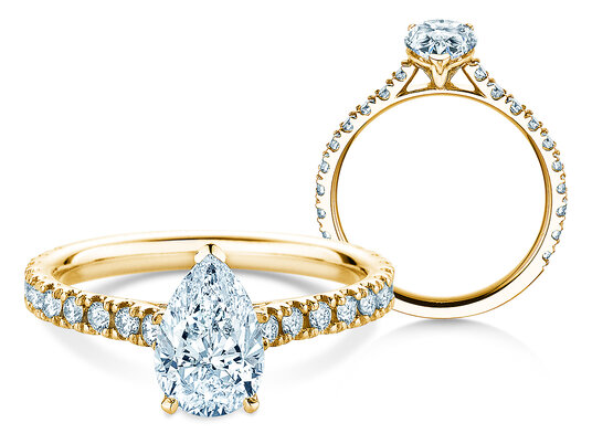 Verlovingsring Pear Pavé in 9K geelgoud met diamanten 0,81ct G/SI