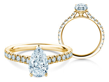 Verlovingsring Pear Pavé Lab-grown diamant