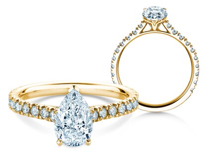 Verlovingsring Pear Pavé in 14K geelgoud met Lab-grown diamanten 0,56ct E/VS