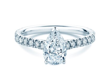 Verlovingsring Pear Pavé in 14K witgoud met diamanten 0,81ct G/SI
