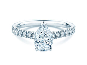 Verlovingsring Pear Pavé in 14K witgoud met diamanten 0,81ct G/SI