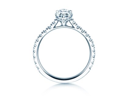Verlovingsring Pear Pavé in 14K witgoud met diamanten 0,81ct G/SI