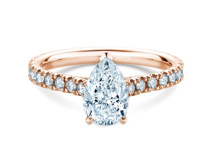 Verlovingsring Pear Pavé in 9K roségoud met diamanten 0,81ct G/SI