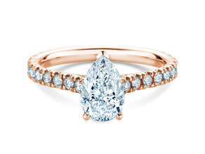 Verlovingsring Pear Pavé in 9K roségoud met diamanten 0,81ct G/SI