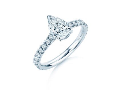 Verlovingsring Pear Pavé in 14K witgoud met diamanten 0,81ct G/SI
