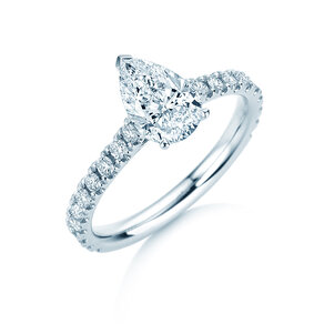 Verlovingsring Pear Pavé in 14K witgoud met diamanten 0,81ct G/SI