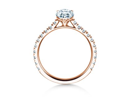 Verlovingsring Pear Pavé in 9K roségoud met diamanten 0,81ct G/SI
