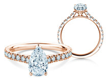 Verlovingsring Pear Pavé in 9K roségoud met diamanten 0,81ct G/SI