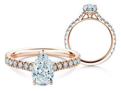 Verlovingsring Pear Pavé in 9K roségoud met diamanten 0,81ct G/SI