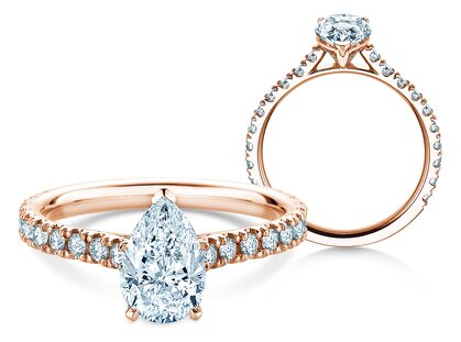 Verlovingsring Pear Pavé in 9K roségoud met Lab-grown diamanten 0,81ct