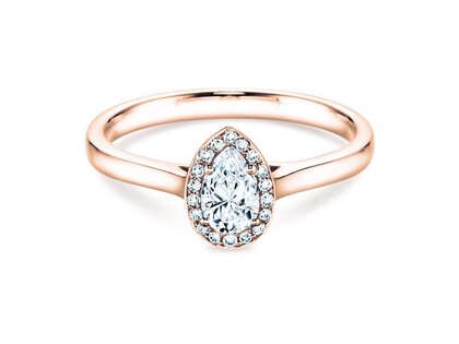 Verlovingsring Pear Shape in 14K roségoud met diamanten 0,50ct G/SI