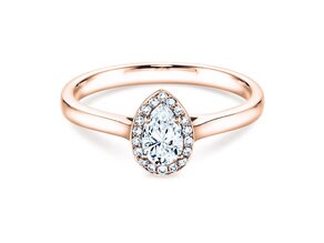 Verlovingsring Pear Shape in 14K roségoud met diamanten 0,50ct G/SI