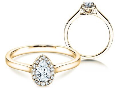 Verlovingsring Pear Shape in 14K geelgoud met diamanten 0,50ct G/SI