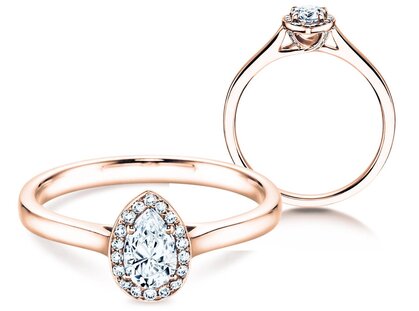 Verlovingsring Pear Shape in 14K roségoud met diamanten 0,50ct G/SI