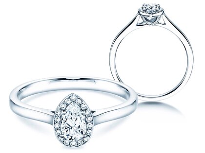 Verlovingsring Pear Shape in 9K witgoud met Lab-grown diamanten 0,40ct E/VS