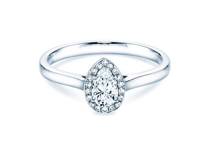 Verlovingsring Pear Shape in 9K witgoud met Lab-grown diamanten 0,40ct E/VS