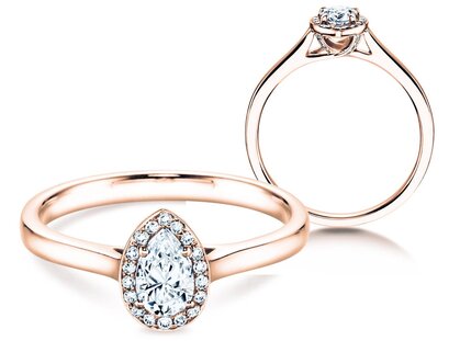 Verlovingsring Pear Shape in 14K roségoud met diamanten 0,50ct