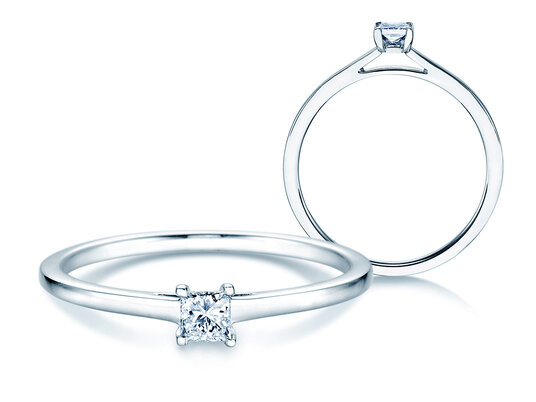 Verlovingsring Princess in 14K witgoud met diamant 0,15ct G/SI