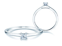 Verlovingsring Princess in 9K witgoud met diamant 0,15ct G/SI