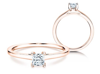 Verlovingsring Princess in 9K roségoud met diamant 0,15ct G/SI