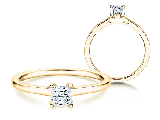 Verlovingsring Princess in 18K geelgoud met diamant 0,15ct G/SI