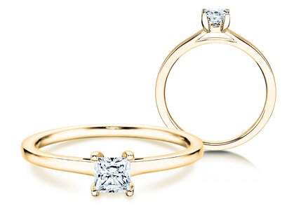Verlovingsring Princess in 14K geelgoud met diamant 0,15ct G/SI