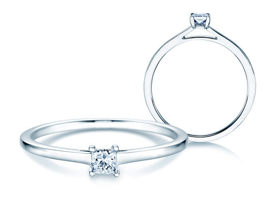 Verlovingsring Princess in 14K witgoud met diamant 0,25ct G/SI