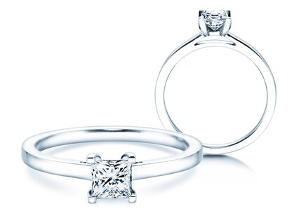 Verlovingsring Princess in 14K witgoud met diamant 0,50ct G/SI