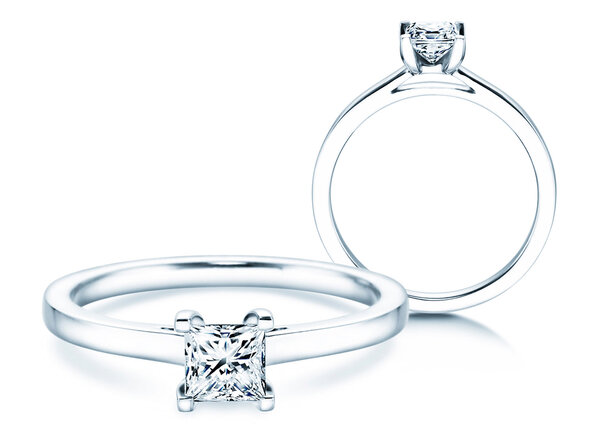 Verlovingsring Princess in 14K witgoud met diamant 0,50ct G/SI