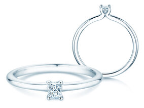 Verlovingsring Radiant Clean in 9K witgoud met diamant 0,08ct G/SI