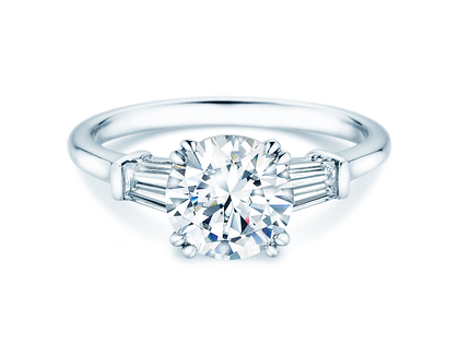 Verlovingsring Brilliant Tapered Baguette  in 14K witgoud met diamanten 0,41ct G/SI