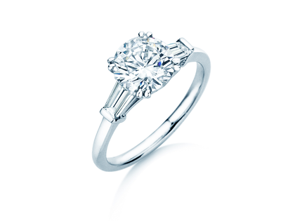 Verlovingsring Brilliant Tapered Baguette  in 14K witgoud met diamanten 0,41ct G/SI