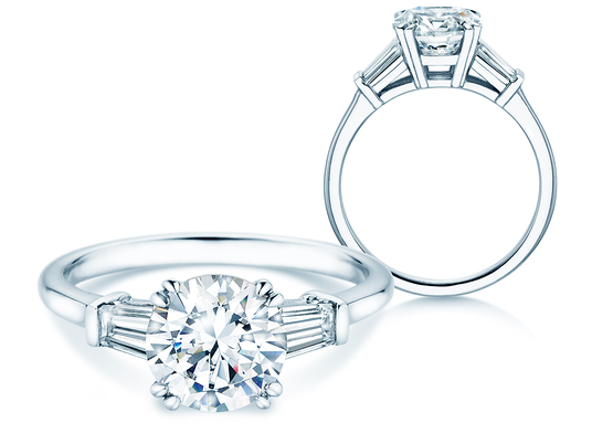 Verlovingsring Brilliant Tapered Baguette  in 14K witgoud met diamanten 0,41ct G/SI